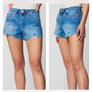 NWT Blank NYC Women The Barrow vintage High Rise  Distressed Denim Shorts Stars